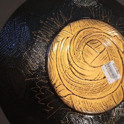 Signed Decorative Plate & Mosaic Candle Holder Set