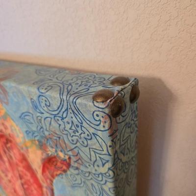 Boho Floral Décor Lot – Canvas Art, Ceramic Candle Plate, Faux Poppies & More (5-Piece Set)