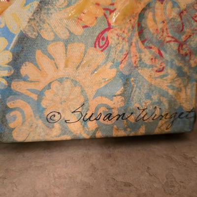 Boho Floral Décor Lot – Canvas Art, Ceramic Candle Plate, Faux Poppies & More (5-Piece Set)