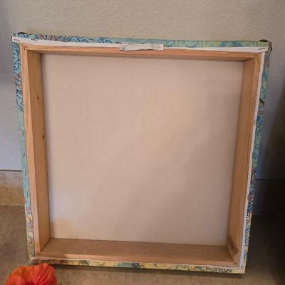 Boho Floral Décor Lot – Canvas Art, Ceramic Candle Plate, Faux Poppies & More (5-Piece Set)