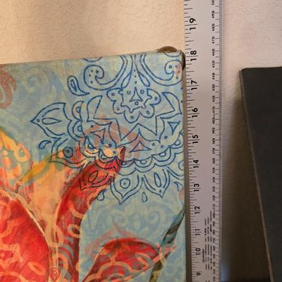 Boho Floral Décor Lot – Canvas Art, Ceramic Candle Plate, Faux Poppies & More (5-Piece Set)