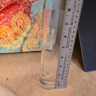 Boho Floral Décor Lot – Canvas Art, Ceramic Candle Plate, Faux Poppies & More (5-Piece Set)