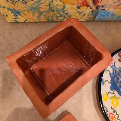 Boho Floral Décor Lot – Canvas Art, Ceramic Candle Plate, Faux Poppies & More (5-Piece Set)