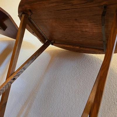 Vintage Wood Furniture Lot – Oak Folding TV Tray, Cane-Top Footstool & Hexagonal Plant Stand