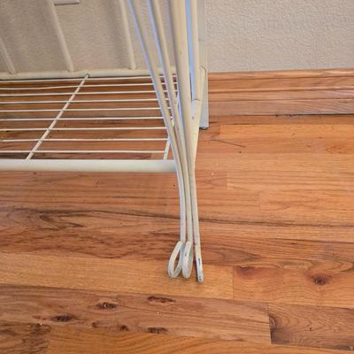 Cream Metal & Wood Bar Rack – Wine Glass & Bottle Storage with Mug Hooks Comes with accessories as shown!