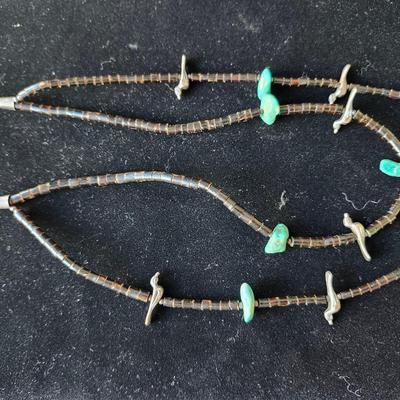Sale Photo Thumbnail #226: Lovely Turquoise tone and MOP birds on this necklace, fits across the collarbone and above.  
Retails $395