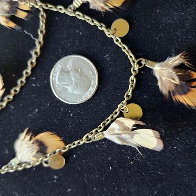 Sale Photo Thumbnail #228: 5 strand, feathers and beads, what fun piece to wear!