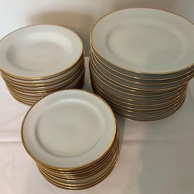 Set of 12 Germer Porcelain, Gold trimmed, made in Brazil.