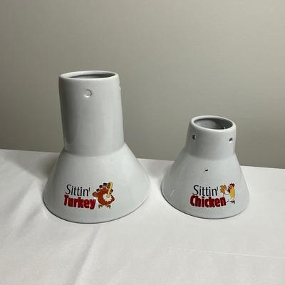 Ceramic Turkey and Chicken Sittin