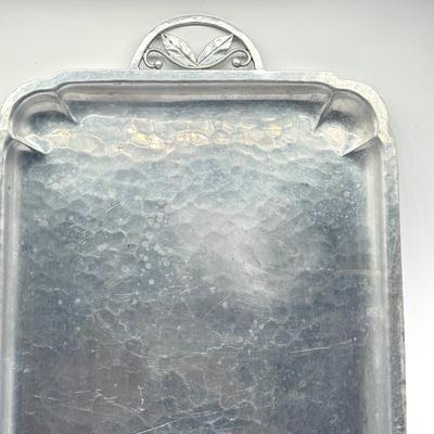 LOT 49D: Vintage Hand Wrought Aluminum Serving Tray and Vintage Japanese Vase