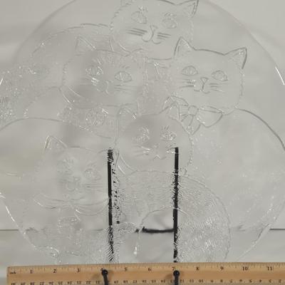 LOT 76L: MEOW/ Cat Serving Plate, Doorstop, Canister, Carved Wooden Figure, Lenox Figurine, Music Box, Spoon Rest, Brass Key Hanger, and...