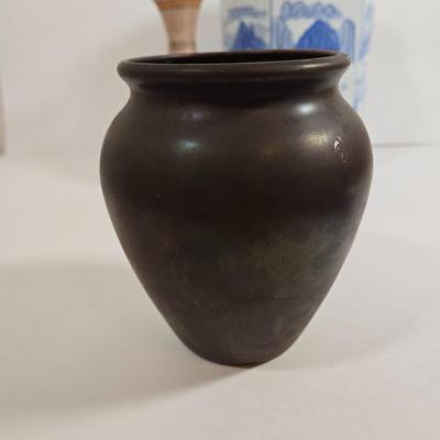 LOT 86L: Asian Cloisonne Lidded Ginger Jar, Native American Pottery, Sterling on Bronze Vase, Mexican Ceramic Art Vase, Traditional Asin...