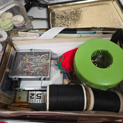 LOT 89L: Antique Spenser Hand Crank Sewing Machine, and Sew Many Sewing and Crafting Accessories and Tools (Did You See What I did There?)