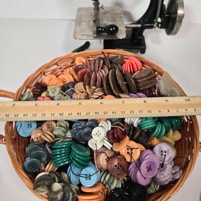 LOT 89L: Antique Spenser Hand Crank Sewing Machine, and Sew Many Sewing and Crafting Accessories and Tools (Did You See What I did There?)