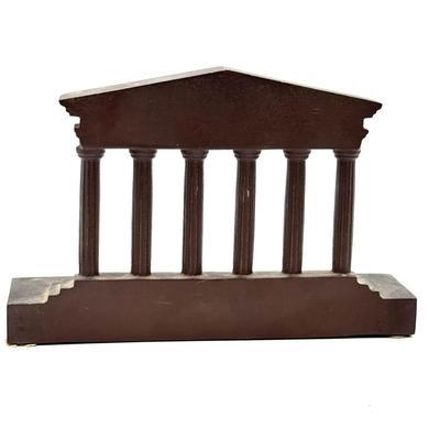 LOT 115X: Vintage Cast Iron Greek Collumned Bookends and 2 Sad Iron Doorstops and a Black Cat Doorstop