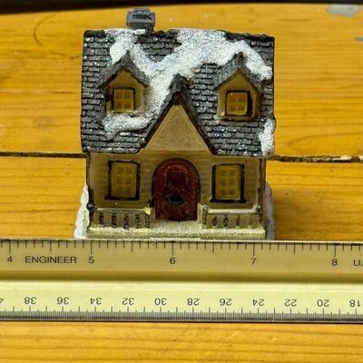 LOT 137B: Vintage Christmas Animated Light Fiber Optic Christmas Village and a Vintage Christmas Village Featuring LED Lights