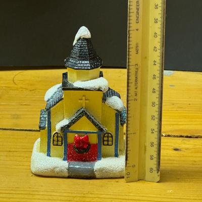 LOT 137B: Vintage Christmas Animated Light Fiber Optic Christmas Village and a Vintage Christmas Village Featuring LED Lights