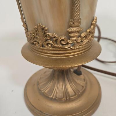 LOT 161D: Vintage Cast Iron Slag Glass Lamp