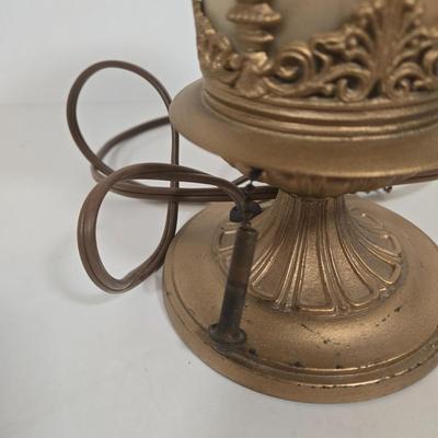 LOT 161D: Vintage Cast Iron Slag Glass Lamp