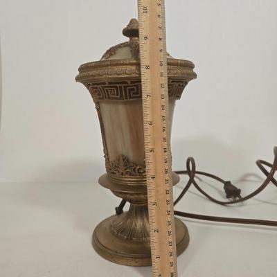 LOT 161D: Vintage Cast Iron Slag Glass Lamp