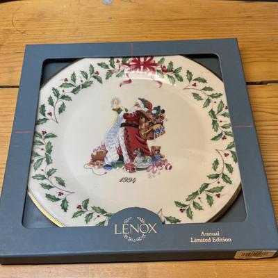LOT 180B: Christmas in July! Lenox Christmas Plate, Couple of Stockings, Santa Figures and More!