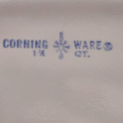 LOT 197L: CorningWare French White 20 oz. Meal Mugs with Vented Lids, 16 oz. Round Ramekins with Vented Lids, and Cornflower Blue Pattern...