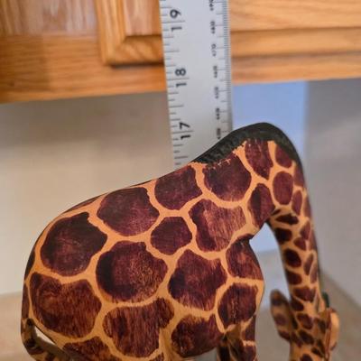 African Safari Decor Lot – Hand-Carved Animal Totem, Tribal Vase & Orange Glass votive holder