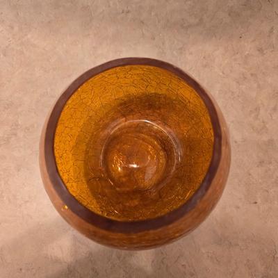 African Safari Decor Lot – Hand-Carved Animal Totem, Tribal Vase & Orange Glass votive holder