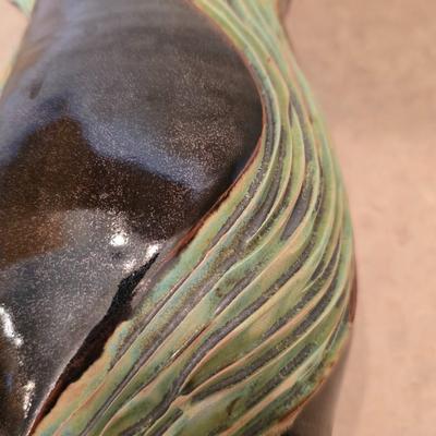 Handcrafted Pottery Vase Lot – Leaf Print & Sculpted Glaze Designs