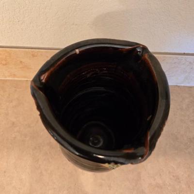 Handcrafted Pottery Vase Lot – Leaf Print & Sculpted Glaze Designs