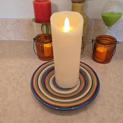 Eclectic Decor Lot – Ceramic Vase, LED Candle, Sand Timer & More