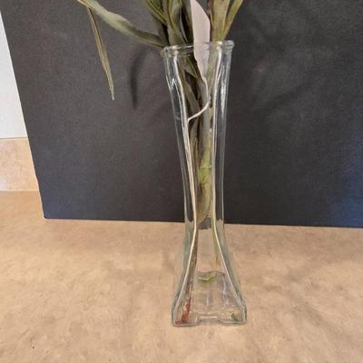 Framed Poppy Wall Art Print with Glass Vase & Faux Flower Accent