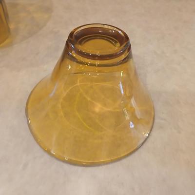 Mid-Century Amber Glass Decor – Sculptural Vase & Asymmetrical Bowl