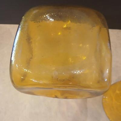 Mid-Century Amber Glass Decor – Sculptural Vase & Asymmetrical Bowl