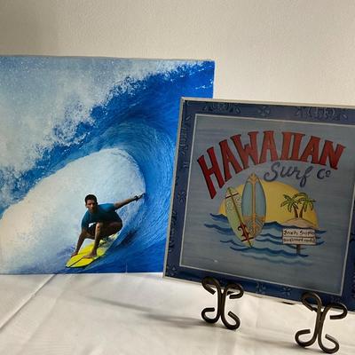 Canvas Surfer and Hawaiian Wood Art