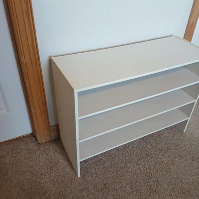 Utility Storage Lot – 3-Tier White Shelf & Black Metal Shoe Rack