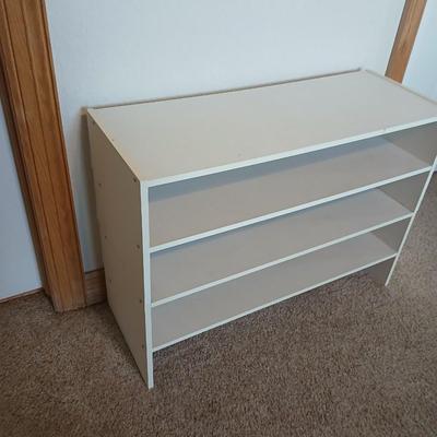 Utility Storage Lot – 3-Tier White Shelf & Black Metal Shoe Rack