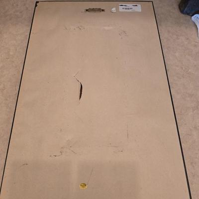 Safari-Inspired Decor Lot – Carved Giraffe, Framed Palm Print & Wooden Accent Vase