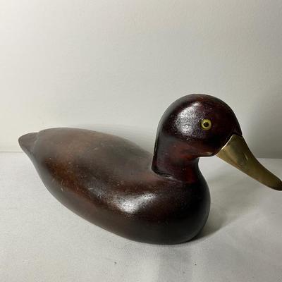 Carved Wooden Duck w/gold beak