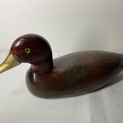 Carved Wooden Duck w/gold beak