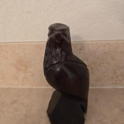 Southwest & Wildlife Decor Set – Black Etched Pottery, wooden Carved Eagle & Framed Print