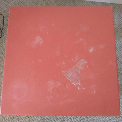 Large Ceramic Table Lamp with Pleated Shade & Small Orange Accent Table