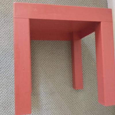 Large Ceramic Table Lamp with Pleated Shade & Small Orange Accent Table