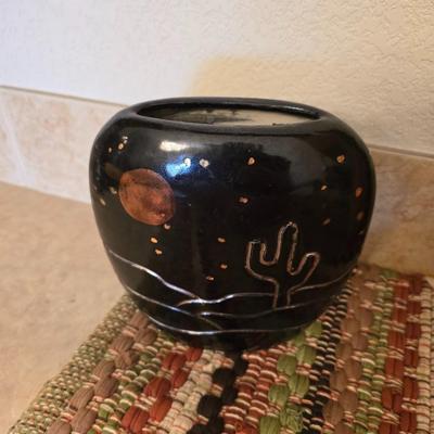 Southwest Decor Bundle – Cactus Art, Pottery, Succulent Planter & Woven Mats