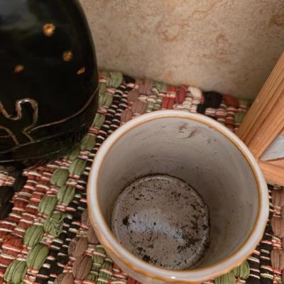 Southwest Decor Bundle – Cactus Art, Pottery, Succulent Planter & Woven Mats