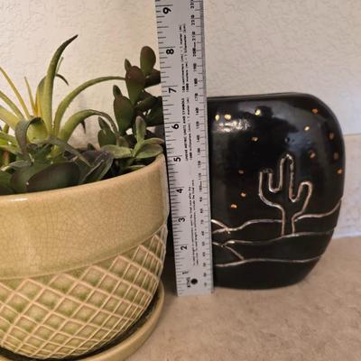 Southwest Decor Bundle – Cactus Art, Pottery, Succulent Planter & Woven Mats