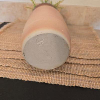 Neutral Rustic Decor Set – Pottery Vase, Clock, Candle, & Table Linens