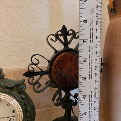 Neutral Rustic Decor Set – Pottery Vase, Clock, Candle, & Table Linens