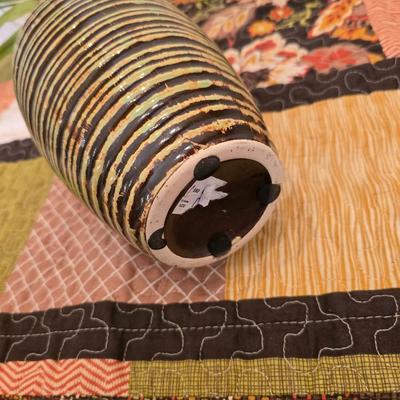 Pottery Vase & Candle Holder – Autumn Decor Trio