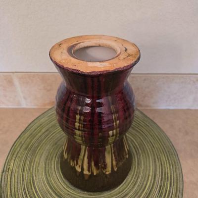 Decorative Pottery Set with Tray and Candle Holders